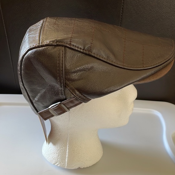 Jamont Brown Faux Leather Adjustable Cap NWT - Picture 4 of 6